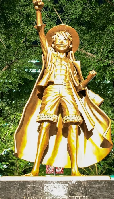 picture of a golden luffy statue